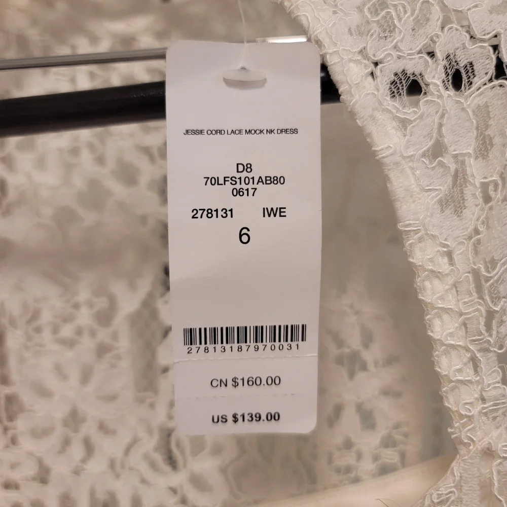 NWT BEBE JESSIE WHITE LACE MOCK NECK DRESS $139 SIZE 6 - Picture 8 of 15